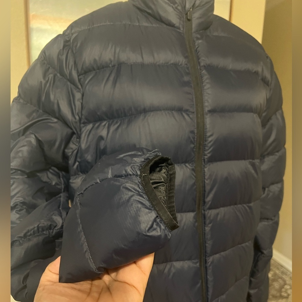 Abercrombie & Fitch Packable Down Puffer Jacket Unisex M Navy Water-Resistant - Picture 3 of 11